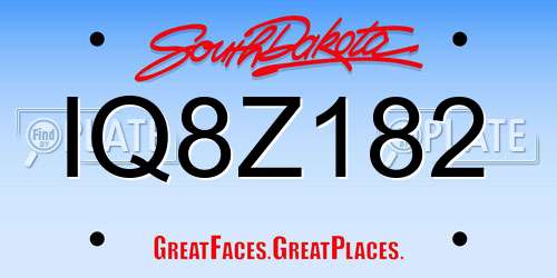 IQ8Z182 South Dakota License Plate