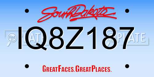 IQ8Z187 South Dakota License Plate