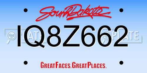IQ8Z662 South Dakota License Plate