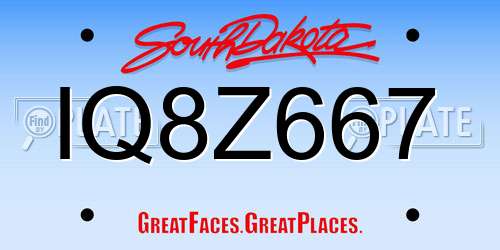 IQ8Z667 South Dakota License Plate