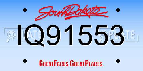 IQ91553 South Dakota License Plate