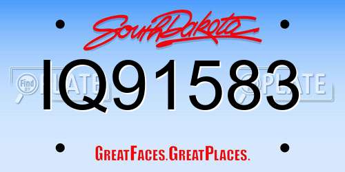 IQ91583 South Dakota License Plate