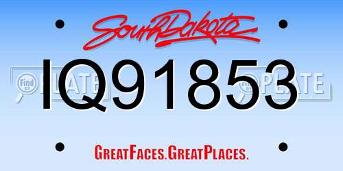 IQ91853 South Dakota License Plate