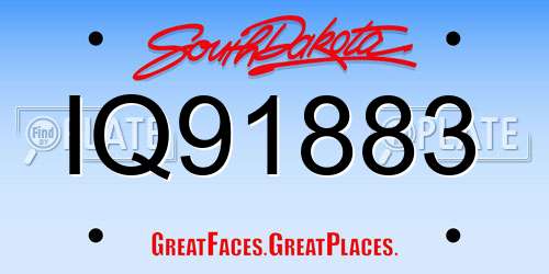 IQ91883 South Dakota License Plate