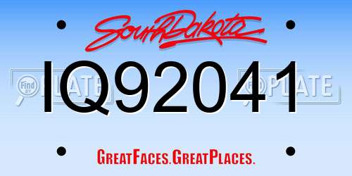 IQ92041 South Dakota License Plate