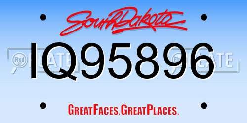 IQ95896 South Dakota License Plate