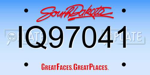 IQ97041 South Dakota License Plate