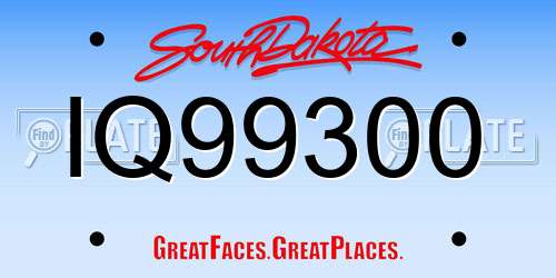 IQ99300 South Dakota License Plate