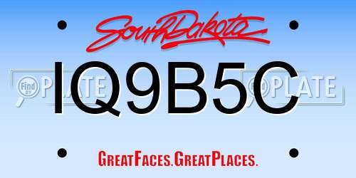IQ9B5C South Dakota License Plate