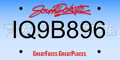 IQ9B896 South Dakota License Plate