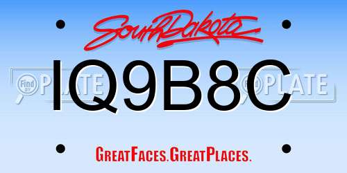 IQ9B8C South Dakota License Plate