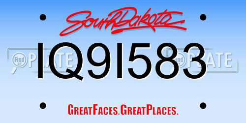 IQ9I583 South Dakota License Plate