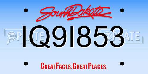 IQ9I853 South Dakota License Plate