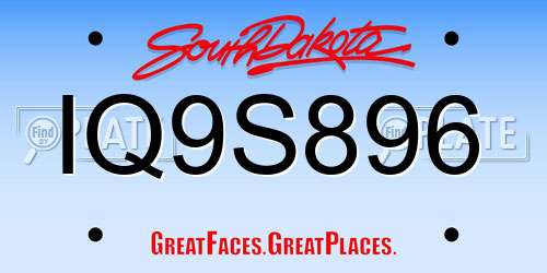 IQ9S896 South Dakota License Plate