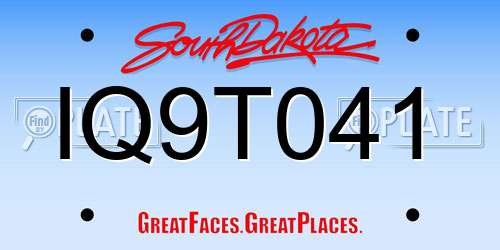 IQ9T041 South Dakota License Plate