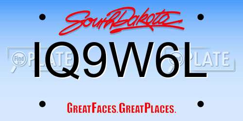IQ9W6L South Dakota License Plate