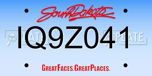 IQ9Z041 South Dakota License Plate
