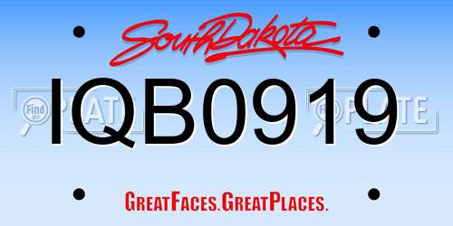 IQB0919 South Dakota License Plate