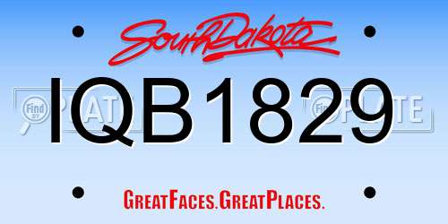 IQB1829 South Dakota License Plate
