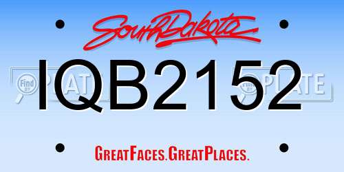 IQB2152 South Dakota License Plate