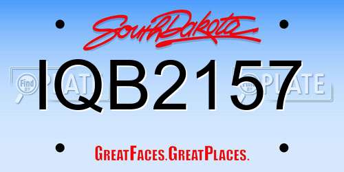 IQB2157 South Dakota License Plate