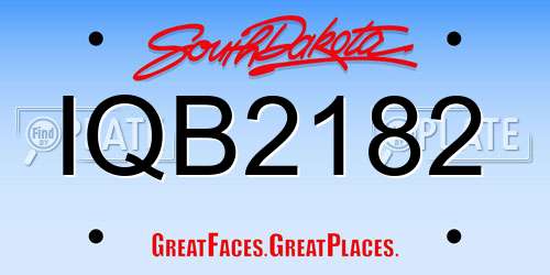 IQB2182 South Dakota License Plate
