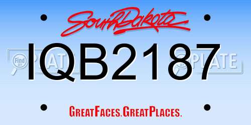IQB2187 South Dakota License Plate