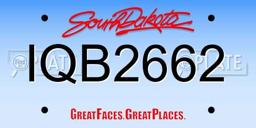 IQB2662 South Dakota License Plate
