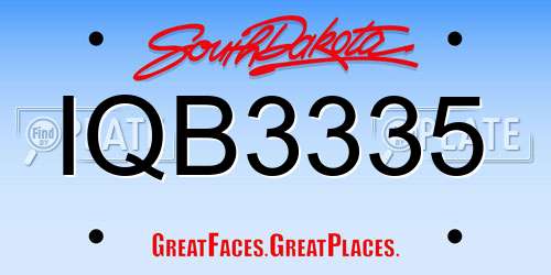 IQB3335 South Dakota License Plate