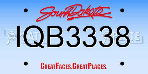 IQB3338 South Dakota License Plate