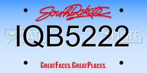 IQB5222 South Dakota License Plate