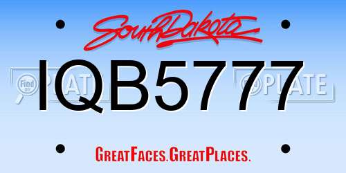 IQB5777 South Dakota License Plate