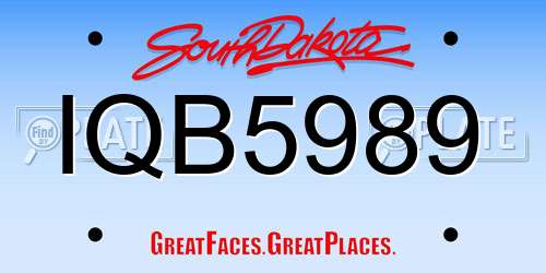 IQB5989 South Dakota License Plate