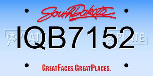 IQB7152 South Dakota License Plate