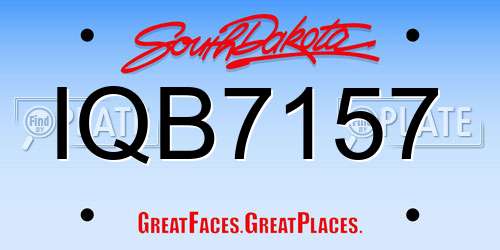 IQB7157 South Dakota License Plate