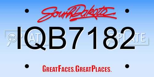 IQB7182 South Dakota License Plate