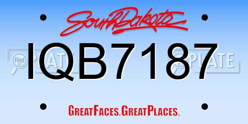 IQB7187 South Dakota License Plate