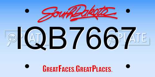 IQB7667 South Dakota License Plate