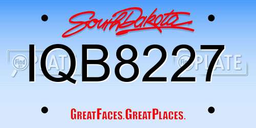 IQB8227 South Dakota License Plate
