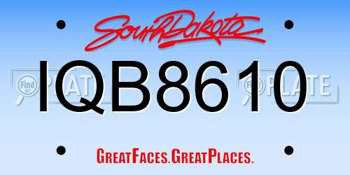 IQB8610 South Dakota License Plate