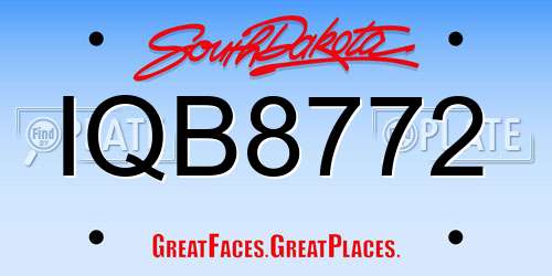 IQB8772 South Dakota License Plate