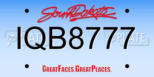 IQB8777 South Dakota License Plate