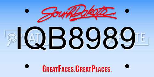IQB8989 South Dakota License Plate