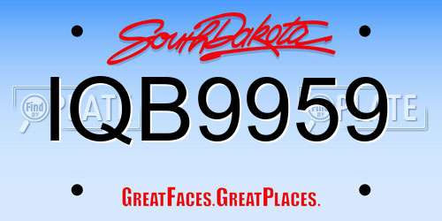 IQB9959 South Dakota License Plate