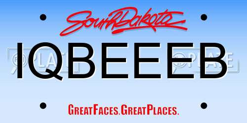 IQBEEEB South Dakota License Plate