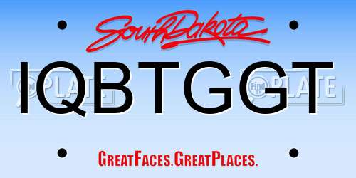 IQBTGGT South Dakota License Plate
