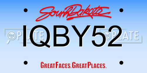 IQBY52 South Dakota License Plate
