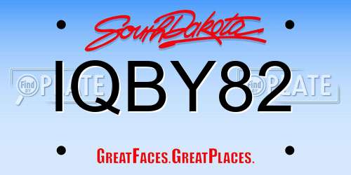IQBY82 South Dakota License Plate
