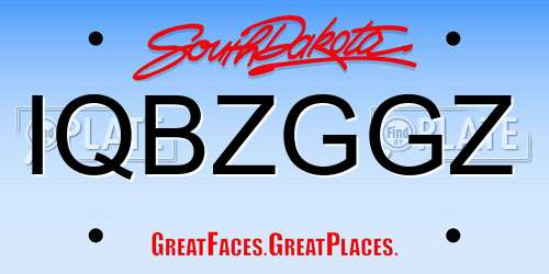 IQBZGGZ South Dakota License Plate
