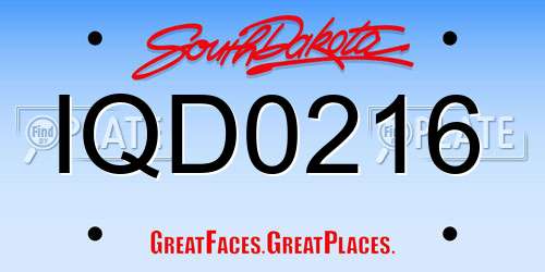 IQD0216 South Dakota License Plate